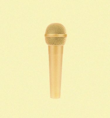 yellow microphone on yellow background